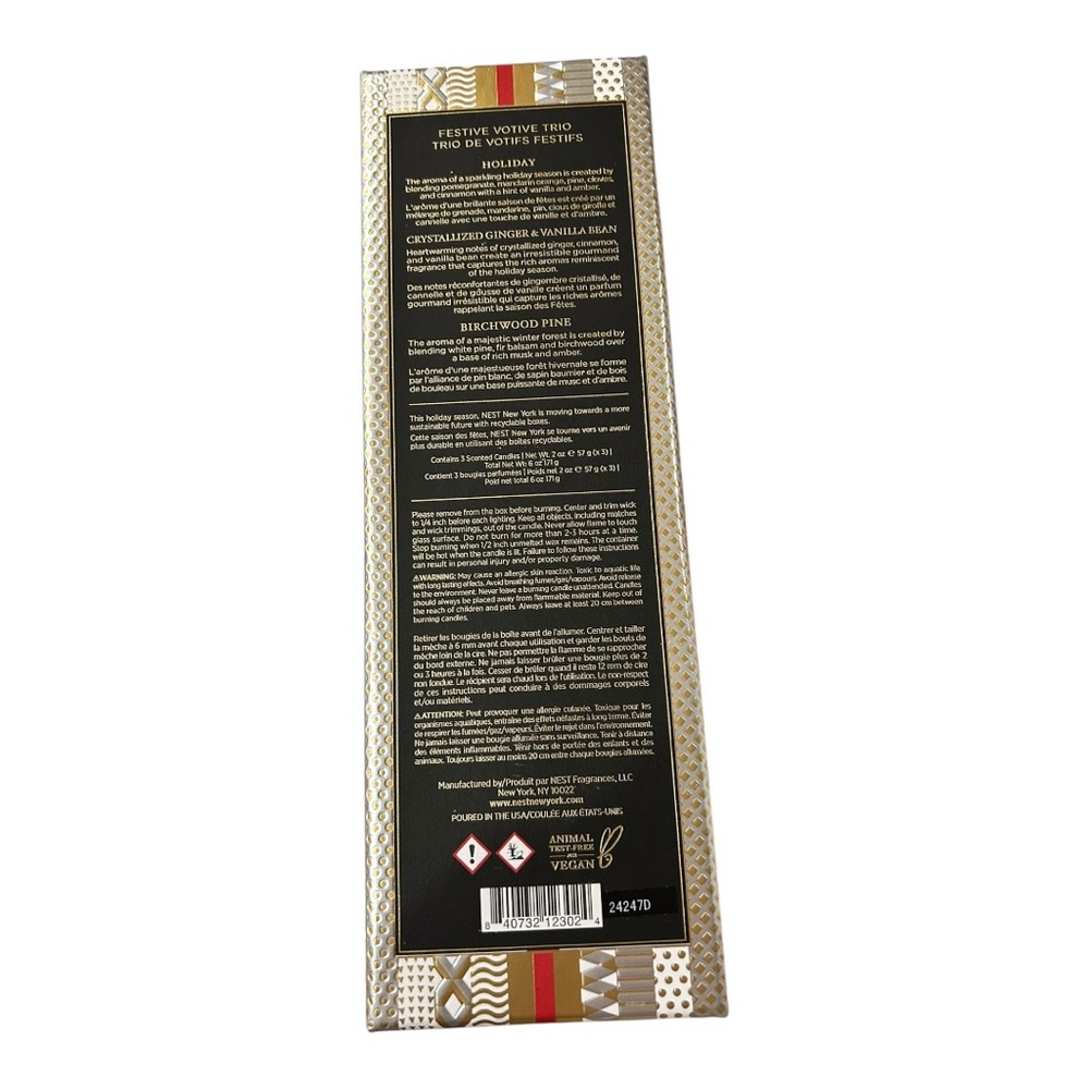 🎄NEST Festive Votive Trio Candle Set. Holiday, Crystallized Ginger/Sugar, Pine - Picture 4 of 9
